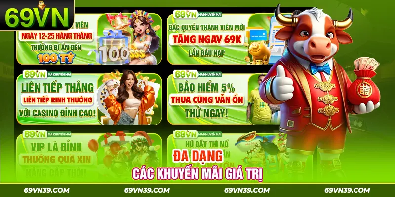 Khuyến mãi ở nhà cái 69VN rất phong phú 